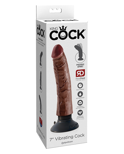 King Cock 7″ Vibrating Cock – Brown