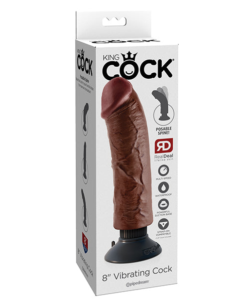 King Cock 8″ Vibrating Cock – Brown