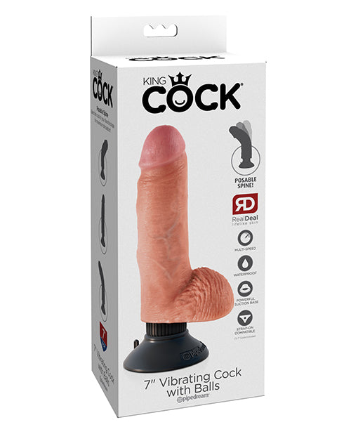 King Cock 7″ Vibrating Cock w/Balls – Flesh