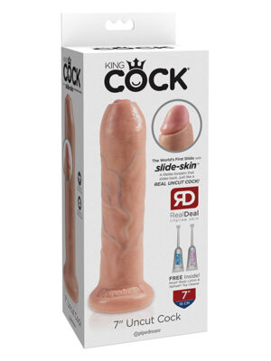 King Cock 7" Uncut Dildo - Flesh
