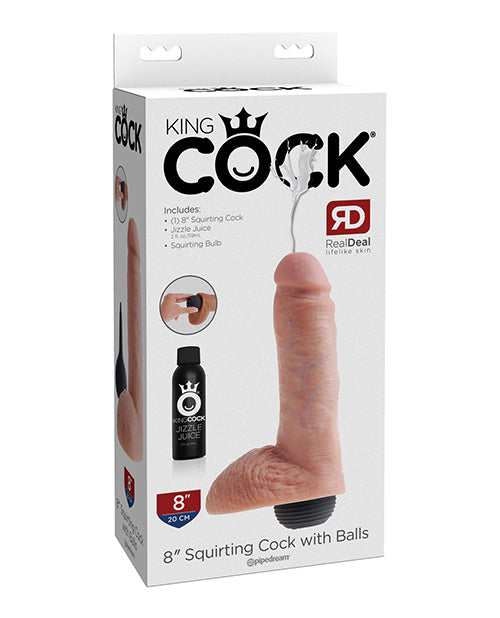 King Cock 8″ Squirting Cock w/Balls – Flesh