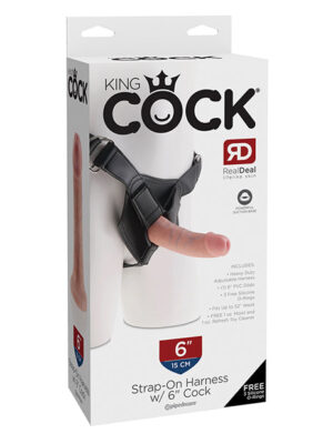 King Cock Strap-On Harness w/6" Cock - Flesh