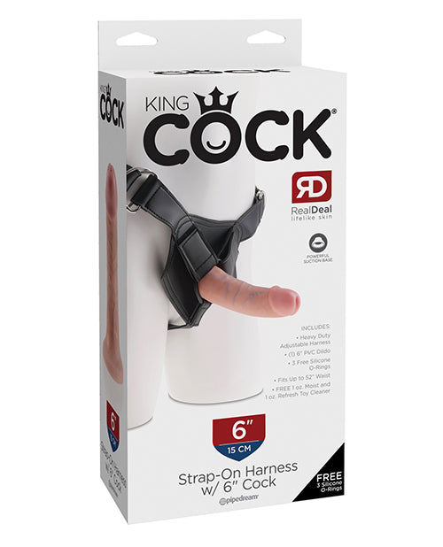 King Cock Strap-On Harness w/6″ Cock – Flesh