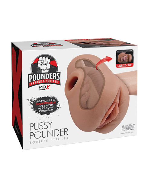 PDX Plus Pussy Pounder Squeeze Stroker – Brown