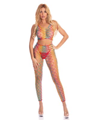 Pink Lipstick Roy G. Biv 2 pc Bodystocking Rainbow O/S