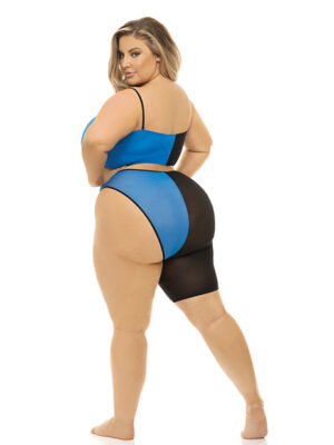 Pink Lipstick Block You Out Bandeau & Bottom Black/Blue QN