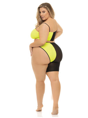 Pink Lipstick Block You Out Bandeau & Bottom Black/Yellow QN