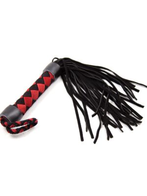 Plesur 15" Leather Flogger - Black/Red