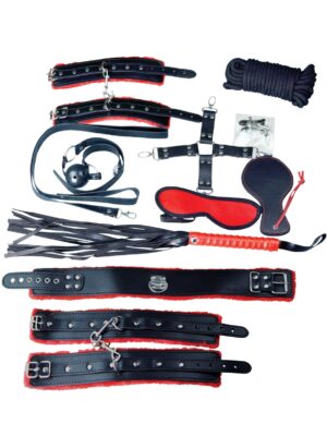 Plesur Deluxe Bondage Kit - Black/Red