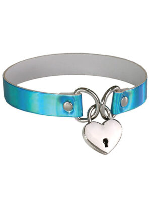 Plesur Heart Lock Collar - Holographic Blue