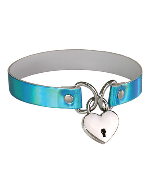 Plesur Heart Lock Collar – Holographic Blue