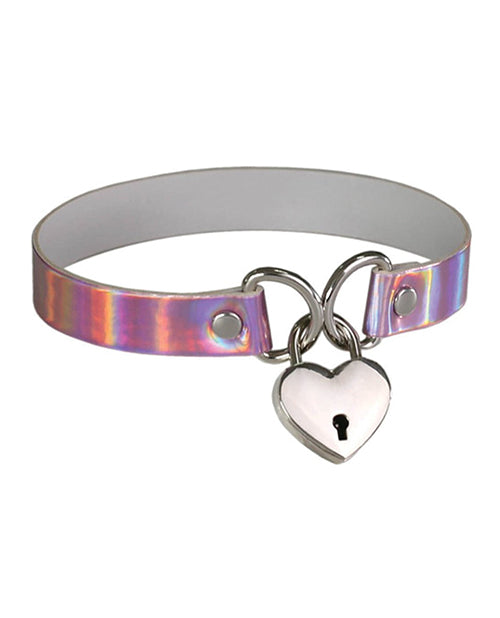 Plesur Heart Lock Collar – Holographic Pink