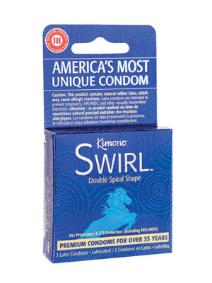 Kimono Swirl Double Spiral Shape Condoms - Pack of 3