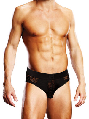 Prowler Lace Open Back Brief - Black XL