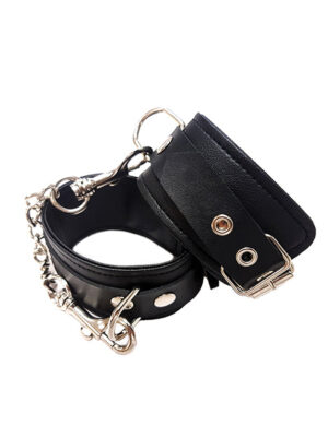 Rouge Fetish Play Vegan Leather Wrist Cuffs - Black