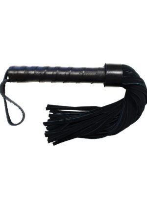 Rouge Leather Handle Short Short Suede Flogger - Black