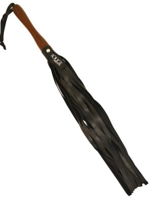 Rouge Leather Flogger w/Wooden Handle - Black
