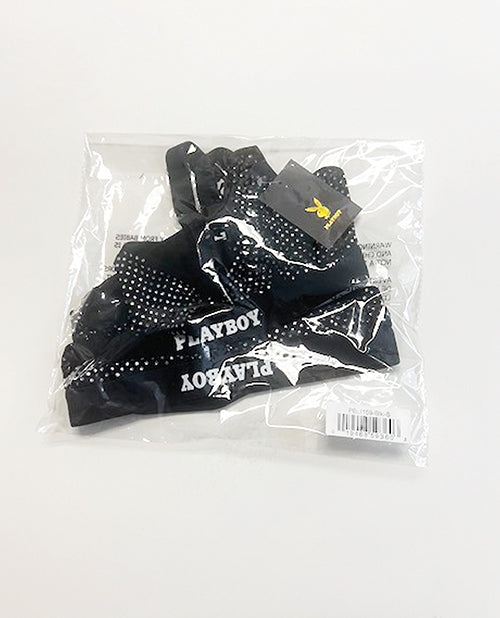 Playboy Disco Fever Rhinestone Bralette w/Thong 2 pc Set - Black 1X - Image 2
