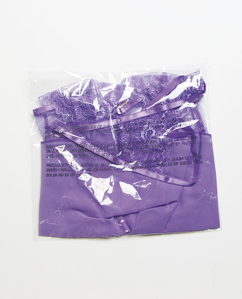 Paradise Dream Lace and Mesh Babydoll w/Thong - Lilac L/XL - Image 3