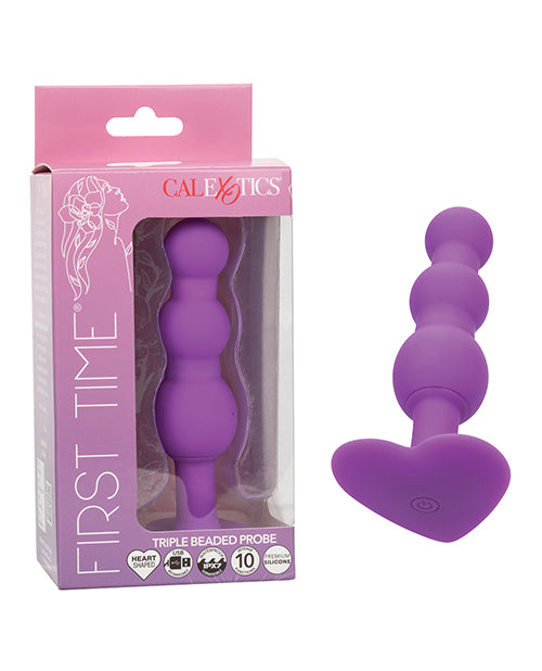 First Time Vibrating Triple Beaded Anal Probe – Purple