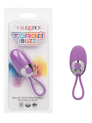 Turbo Buzz Bullet Stimulator w/Removable Silicone Sleeve - Purple