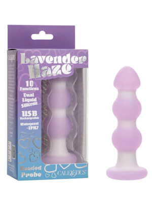 Lavender Haze Beaded Anal Probe - Lavender/White