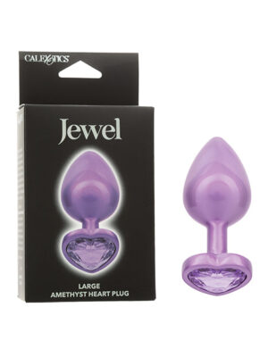 Jewel Amethyst Heart Butt Plug - Large, Purple