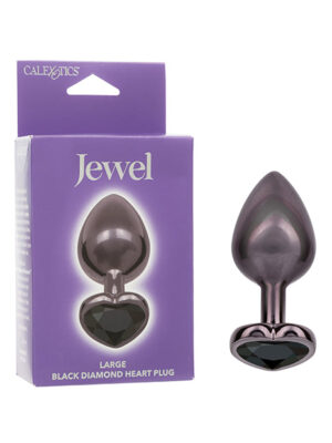 Jewel Black Diamond Heart Butt Plug - Large, Black