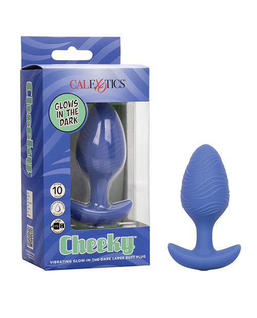 Cheeky Glow in the Dark Vibrating Butt Plug – Large Blue