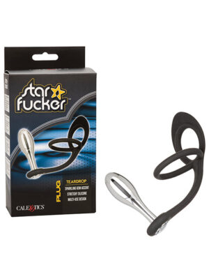Star Fucker Teardrop Gem Plug w/Silicone Enhancer - Black
