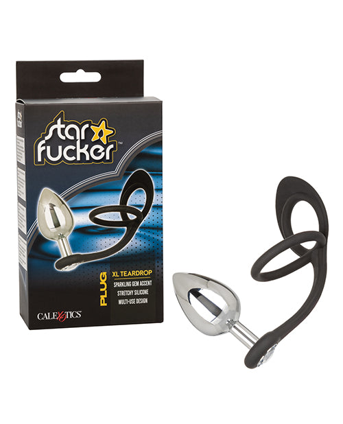 Star Fucker XL Teardrop Gem Plug w/Silicone Enhancer – Black