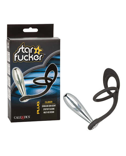 Star Fucker Glider Gem Plug w/Silicone Enhancer – Black