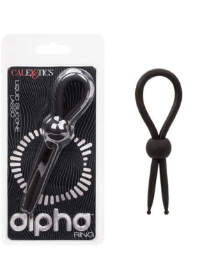 Alpha Liquid Silicone Lasso Cock Ring - Black