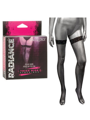 Radiance Thigh High Stockings - Black Plus Size