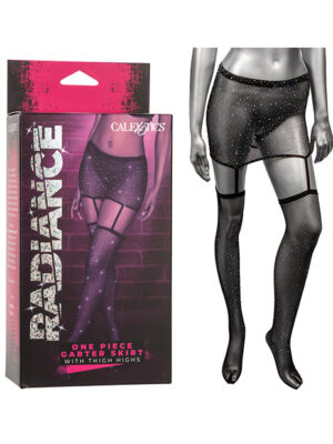 Radiance One Piece Garter Skirt w/Thigh Highs - Black O/S