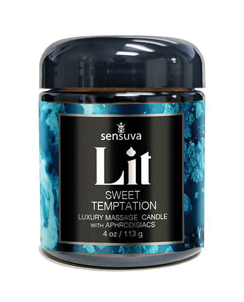 Sensuva Lit Sweet Temptation Luxury Massage Candle – 4 oz Vanilla, Sugar & Sweet Pea