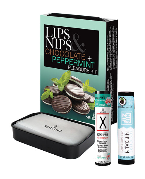 Sensuva Lips & Nips Pleasure Kit – Chocolate Nip Zip + Chocolate Peppermint XBalm + 50 Ways to Kiss Guide