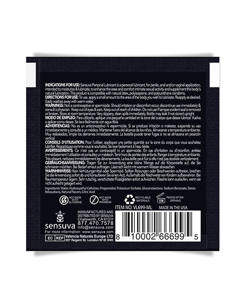 Sensuva Natural Water Based Personal Moisturizer Single Use Packet – 6 ml Peach