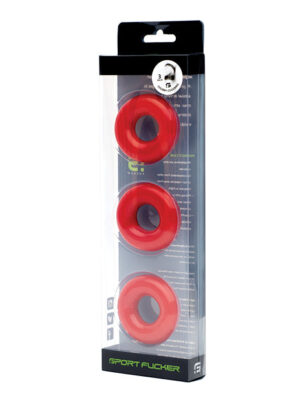 Sport Fucker Chubby Cockring Pack of 3 - Red