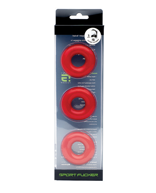 Sport Fucker Chubby Cockring Pack of 3 - Red - Image 2