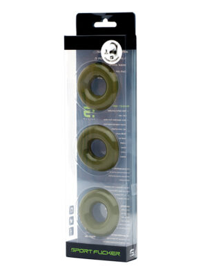 Sport Fucker Chubby Cockring Pack of 3 - Army Green