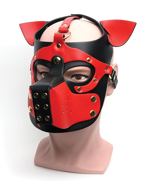 665 Bondage Pup Hood – O/S Black/Red