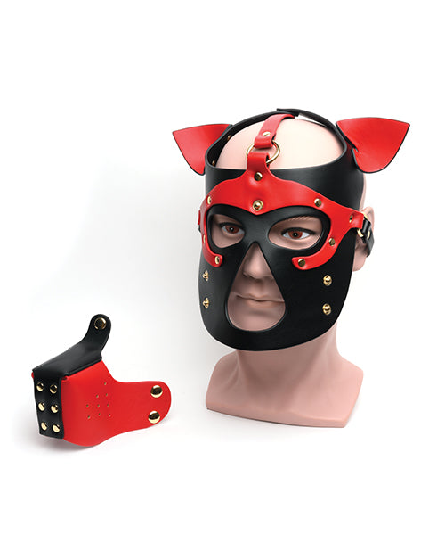 665 Bondage Pup Hood - O/S Black/Red - Image 4