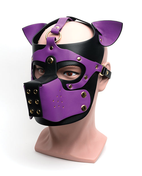 665 Bondage Pup Hood – O/S Black/Purple