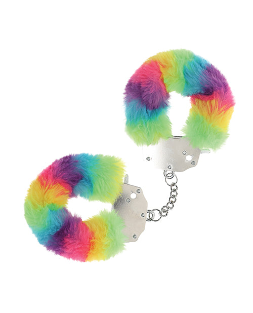 Shots Ouch! Heavy-duty Fluffy Handcuffs - Rainbow - Image 3