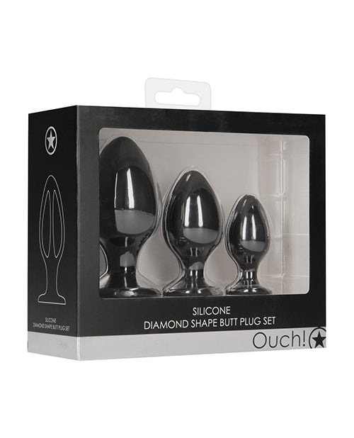 Shots Ouch Diamond Shape Butt Plug Set – Black