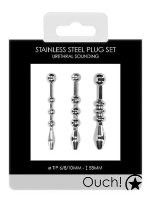 Shots Ouch Urethral Sounding Metal Plug Set - 58 mm