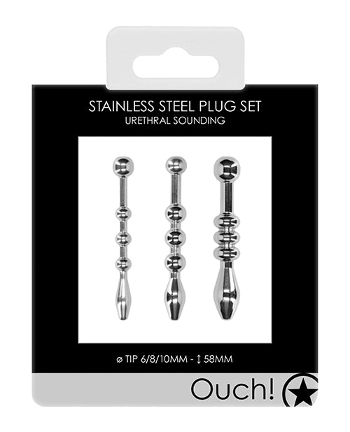Shots Ouch Urethral Sounding Metal Plug Set – 58 mm