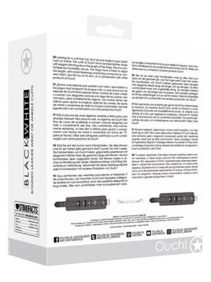 Shots Ouch Black & White Bonded Leather Hand/Ankle Cuffs - Black