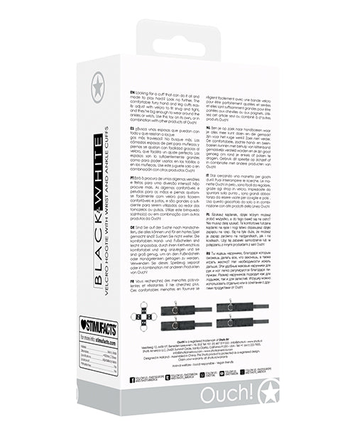 Shots Ouch Black & White Velcro Hogtie w/Hand & Ankle Cuffs – Black